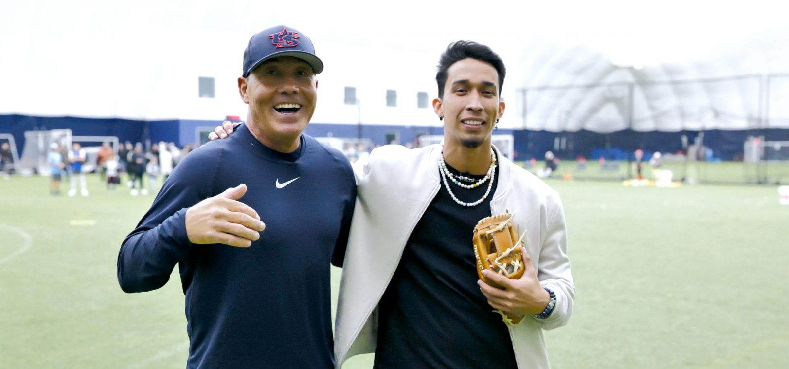 Coach Lou Coach and Oswaldo Cabrera of the NY Yankees posing